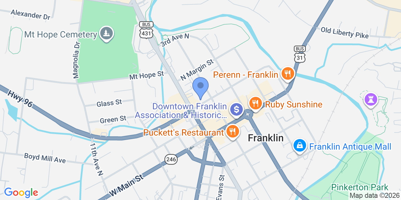 Map location for Rogers, Shea & Spanos: Franklin Divorce Attorneys
